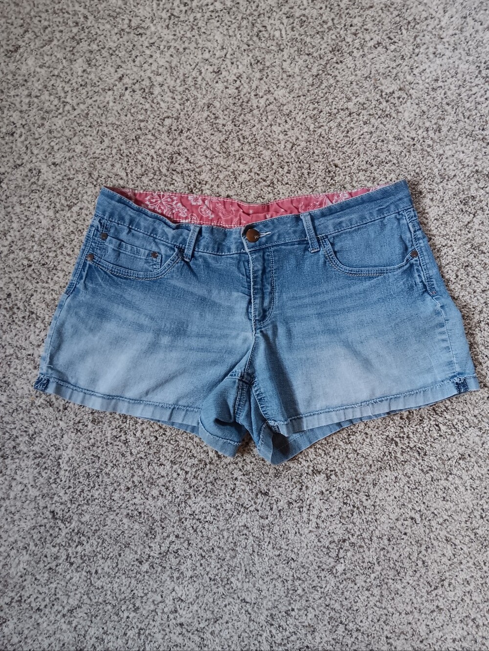 VTG Y2k Faded Glory Micro Mini Shorts 14 Women's Red Bandana Americana